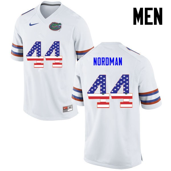 Florida Gators Men #44 Tucker Nordman College Football USA Flag Fashion White